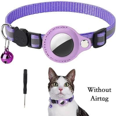 Inspire Essentials TrackSafe Reflective AirTag Cat Collar With Protective Holder 7