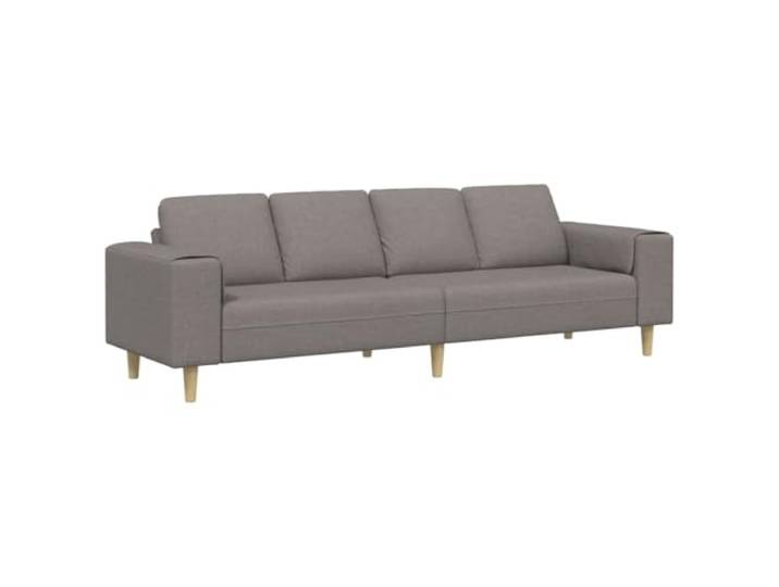 KUTYWEXFM 4-Sitzer Sofa Polstercouch 250x77x76 cm Taupe Bequeme 4er Polstergarnitur mit atmungsaktivem Stoffbezug und braunen Beinen fuer das moderne Wohnzimmer.