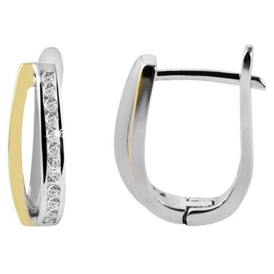 Klappcreolen ADELIA´S "Ohrringe – Klappcreole aus 925 Silber mit Zirkonia", Damen, Gr. Damen, Silber 925 (Sterlingsilber), gold (weiß), Ohrringe Klappcreolen, Perfekt zum Verschenken an besondere Menschen