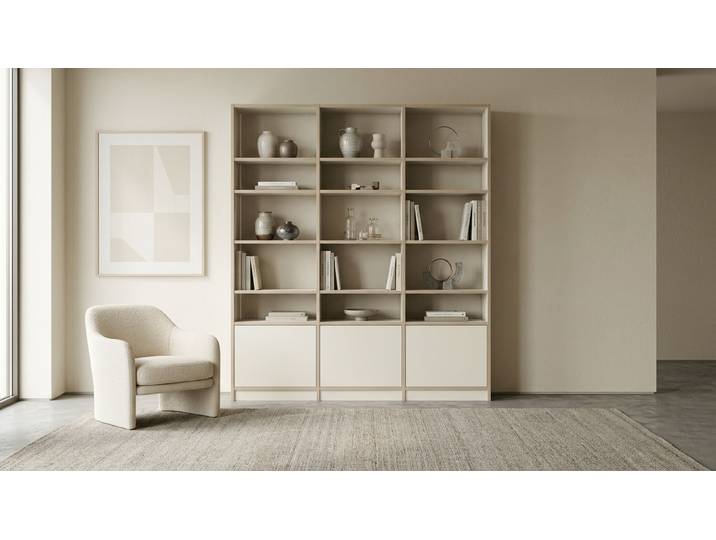 Bibliothèque au design contreplaqué Mélaminé premium Blanc Bord contre­plaqué