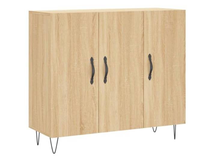 Roanoer Sideboard Sonoma-Eiche 90x34x80 cm Kommode mit Türen Modernes Möbel mit Metallbeinen für Wohnzimmer und Flur, schafft ordentlichen Stauraum hinter geschlossenen Türen.