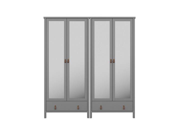ebuy24 Kleiderschrank Tromsø Grau lackiert 178/50/195 cm, 2 Schubladen, 178x195x50 cm, Schlafzimmer, Kleiderschränke