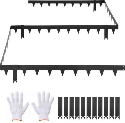 VEVOR Gazonrand 10-delige set, Gegalvaniseerd staal, Zwart, 1016 x 114,3 mm