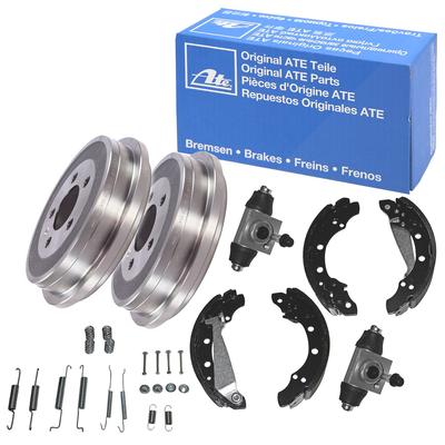 Ate 2x Bremstrommel+Backen+Zylinder+Zubehör [Hersteller-Nr. 10697207] für Audi, VW, Seat
