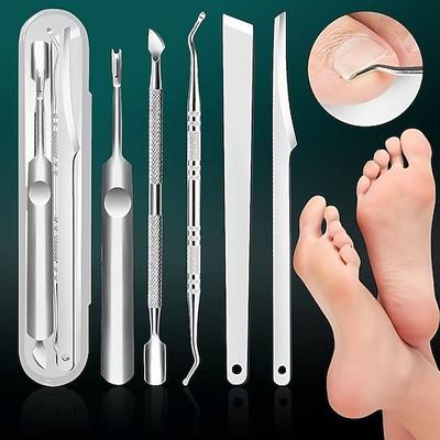 5-in-1-Werkzeugset aus Edelstahl für eingewachsene Zehennägel, professionelles Pediküre-Set mit Nagelfeile und -heber, sichere Zehennagelbehandlung in chirurgischer Qualität Reinigungswerkzeuge zur