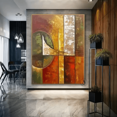 Inspire Picks Large Abstract Texture Wall Art Handmade Gold Minimalist Canvas Painting e 50x70cm