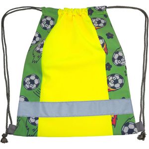 Korntex Turnbeutel Gymact Action Fußball, gelb, für Kinder, mit Kordelzug, aus Polyester, 40 cm