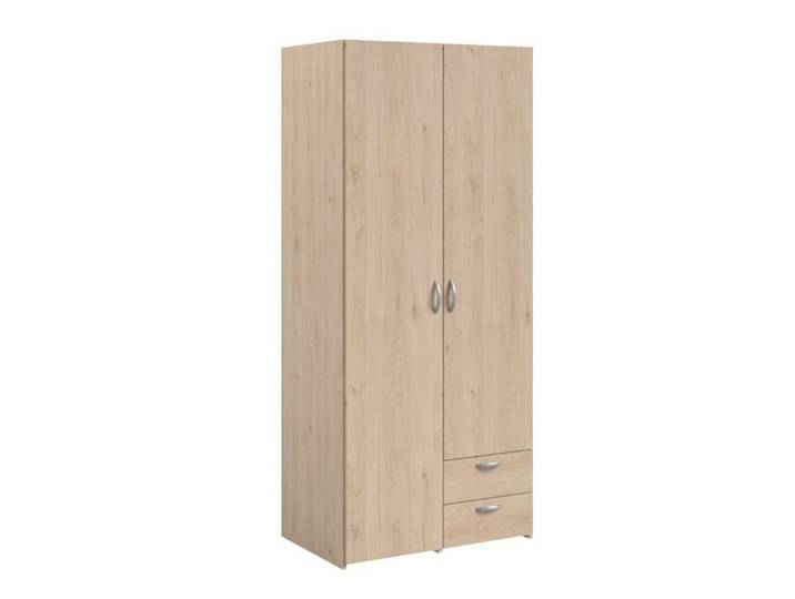 Armoire 2 portes 2 tiroirs aspect bois - AMAEL