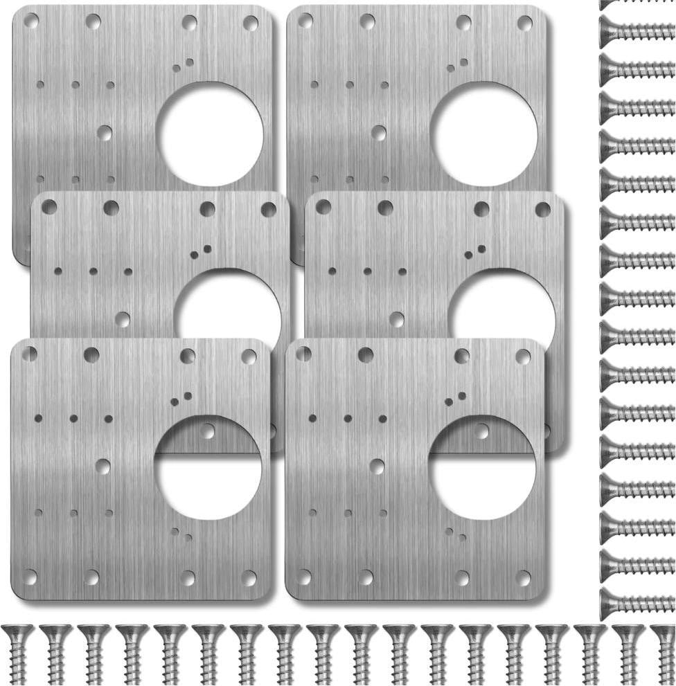 Edibazzar Set van 6 scharnierreparatieplaten voor meubels, 9 x 9 cm