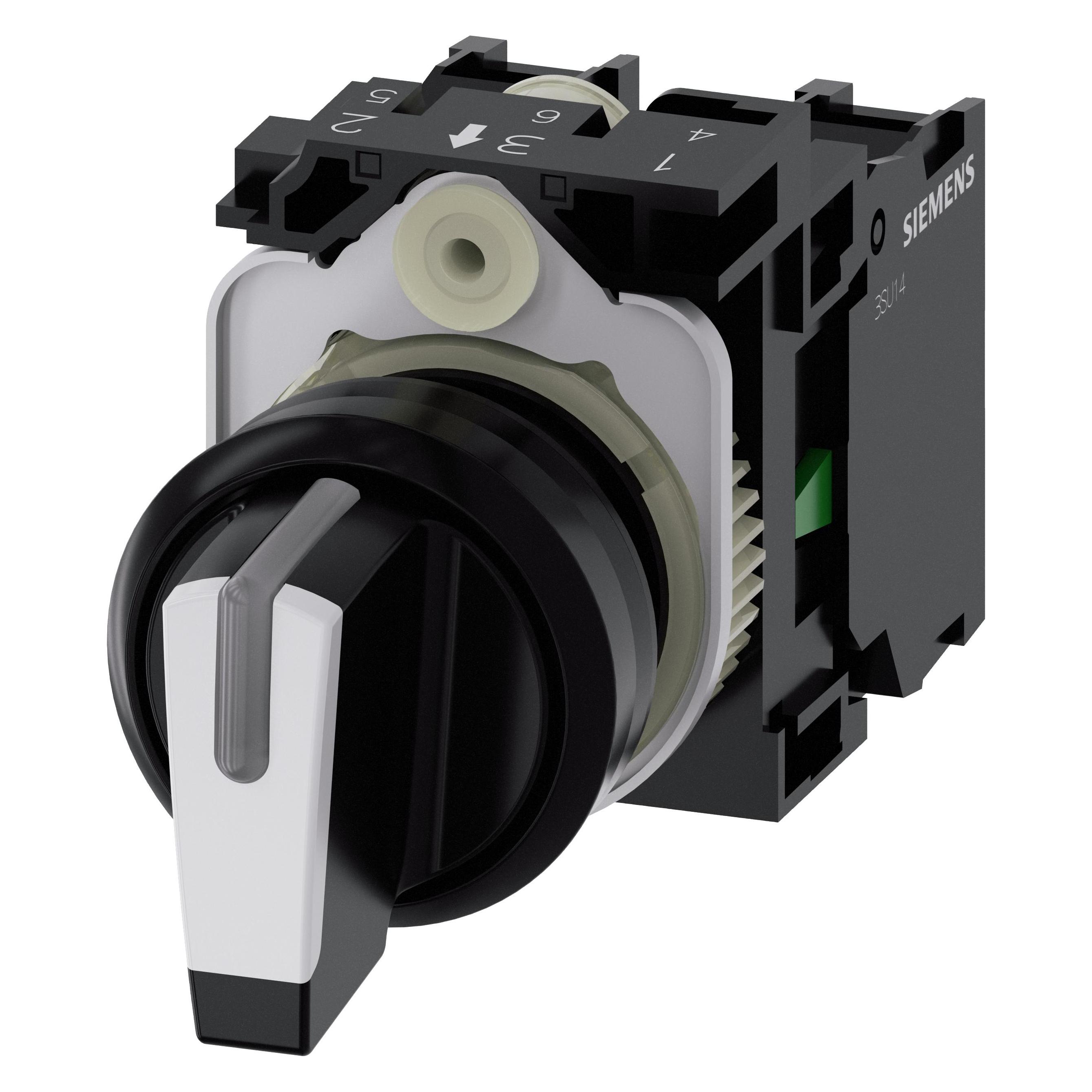 Siemens Selector switch, 22mm, black, white (3SU1100-2BM60-1NA0)