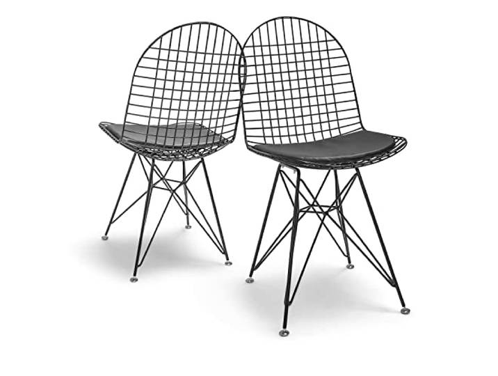 FRANKYSTAR COPENAGHEN 2er Set Metall Stuhl Industrial Design Stuhl Set 2er Set Esszimmerstuhl Büro Arbeitszimmer Weiß oder Schwarz (Black)