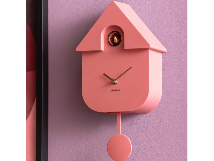 Wandklok Modern Cuckoo Oro Roze