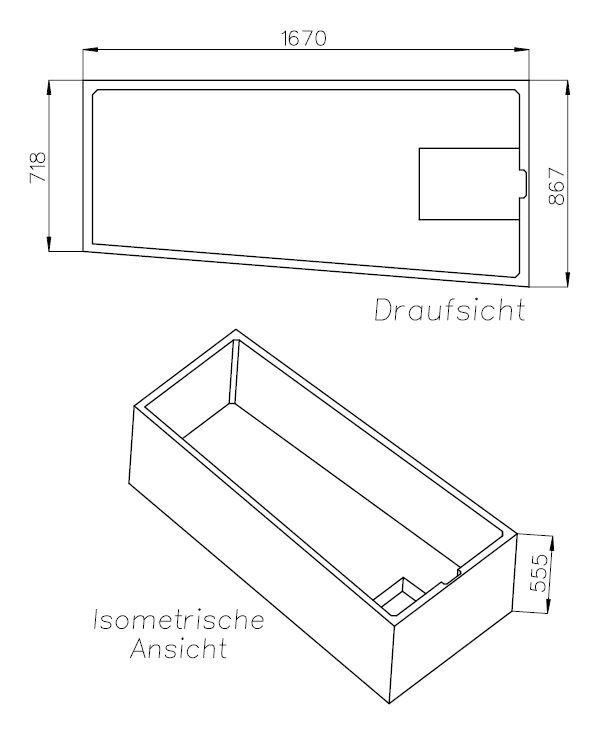Neuesbad Wannenträger für Bette Space M 170x90 SW 16162