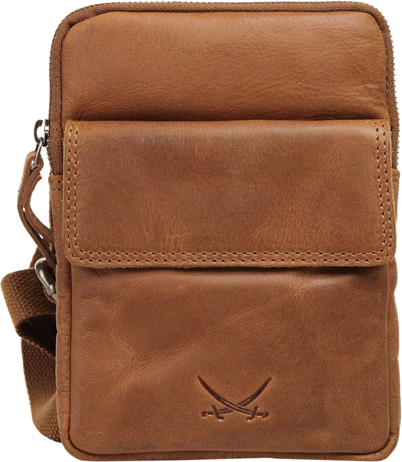 Umhängetasche SANSIBAR "SANSIBAR Herren, Damen SANSIBAR SYLT echt Leder", Damen, Gr. B/H/T: 20cm x 15cm x 2cm onesize, braun (cognac), Leder, unifarben, Taschen Umhängetasche, echt Leder cognac B/H/T: 20cm x 15cm x 2cm onesize