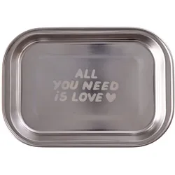 RICE Edelstahl Kinder Teller mit Lasergravur, All You Need Is Love - 24,6 x 17 x 3,5 cm