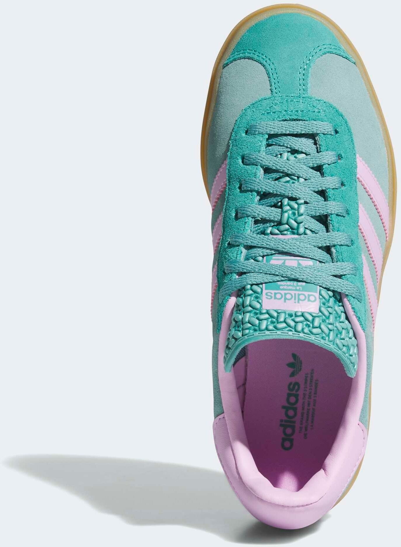 Sneaker ADIDAS ORIGINALS "GAZELLE BOLD", Damen, Gr. 41, lila (powder teal, bliss lila, pure teal), Leder, Synthetik, Schuhe Sneaker powder teal, bliss lila, pure teal 41