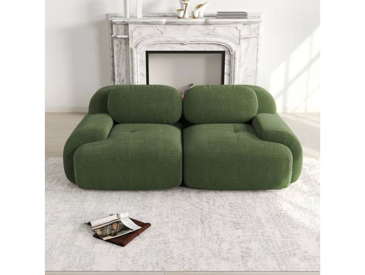 Luscriate - Canapé modulable en velours côtelé - Canapé pour salon - Moelleux - 208x103x75 cm - Vert