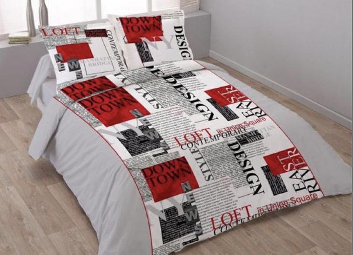 Better Nights Katoenen 2-Persoonsdekbedovertrek NY News 240x220 cm inclusief 2 kussenslopen 65x65 cm