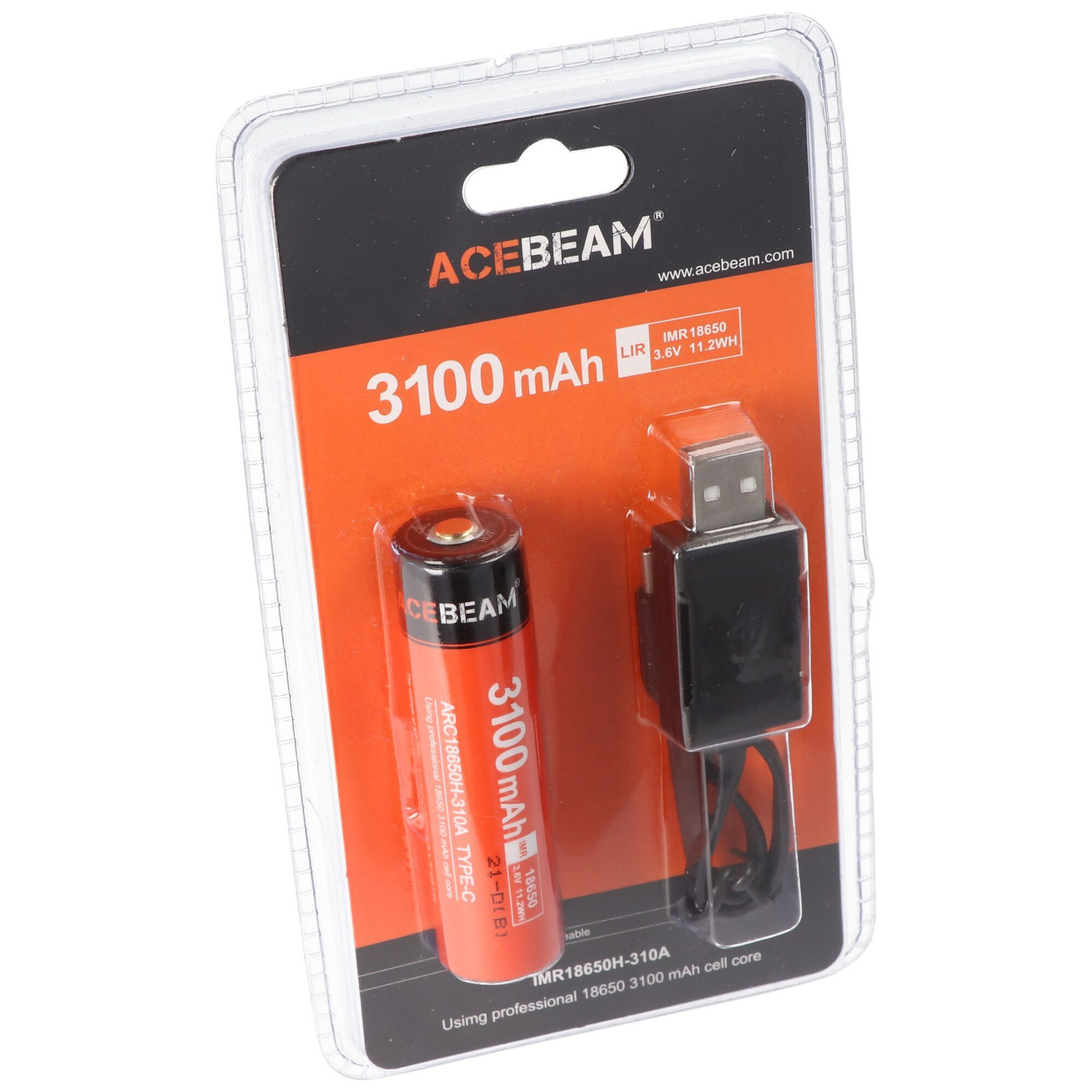AceBeam ARC18650H-310A 18650 Li-Ion batterij - 3100mAh - 3.7V - USB-C