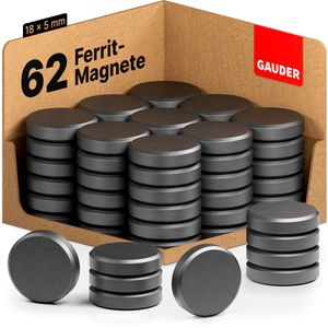 Gauder Magnete Ferrit, schwarz, Ø 18 mm, Höhe 5 mm, 62 Stück