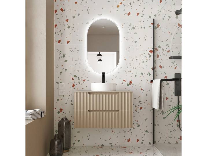 Waschtisch COLORIA ohne Becken 81 x 50 x 46cm Braun/Taupe
