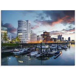 Glasbild ARTLAND "Düsseldorf Medienhafen", beige (farbe bild(er): naturfarben), B:80cm H:60cm, Bilder, in verschiedenen Größen