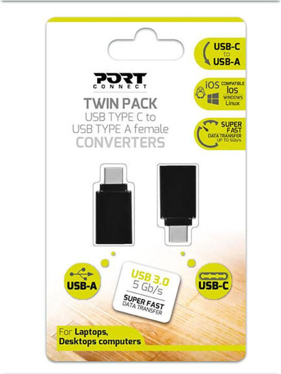 Port Designs Port 900142 USB-C naar USB 3.0 Converter Twin Pack