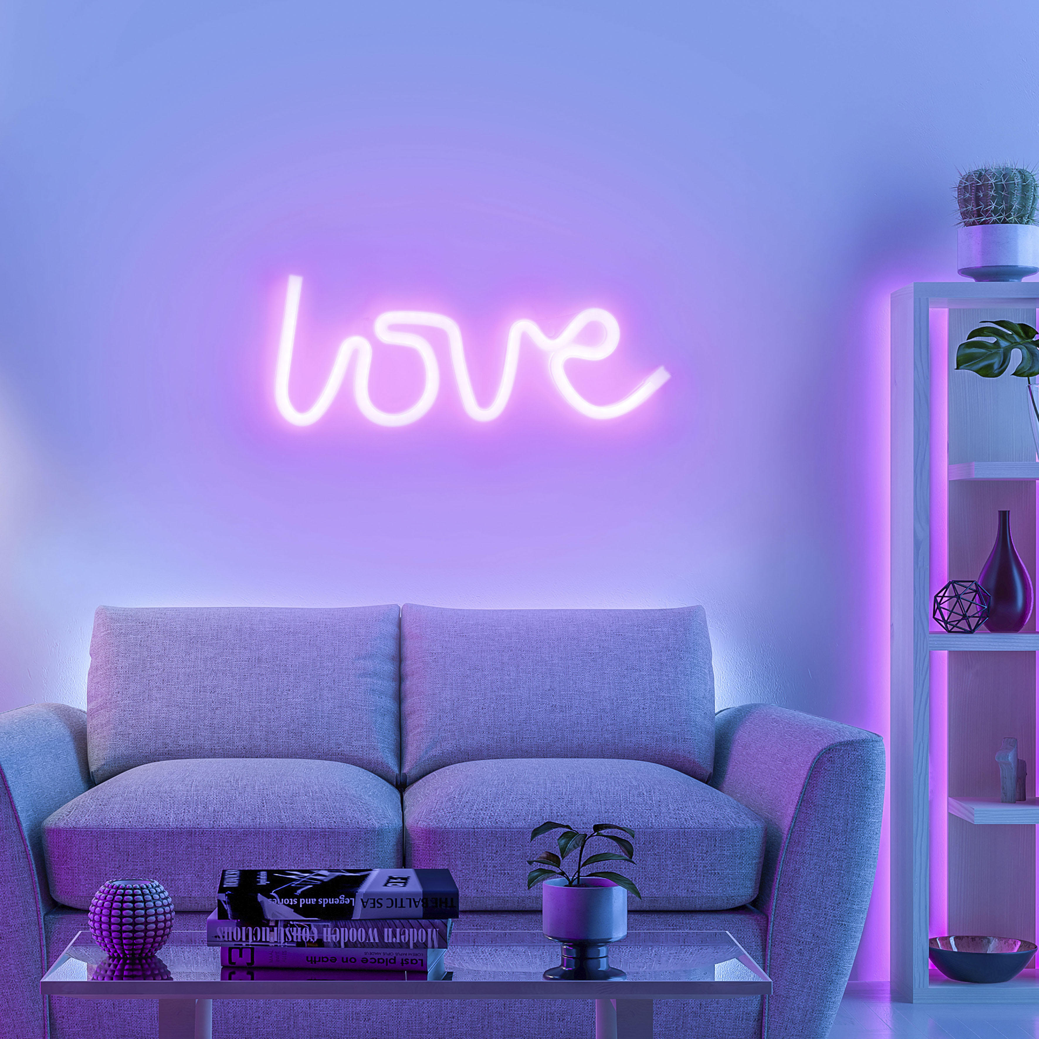 JUST LIGHT LED Wandleuchte "NEON-LOVE", pink, 1, 1 Stk., Leuchten, LED Wandleuchte
