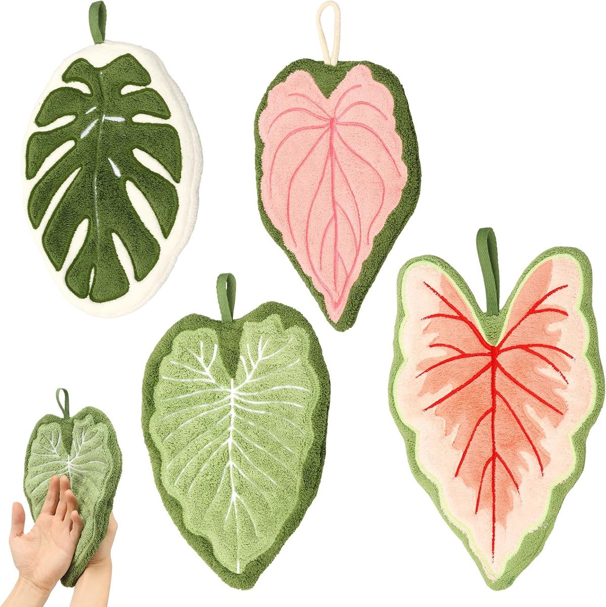 Set van 4 meerkleurige bladvorm keukendoeken voor keuken decoratie