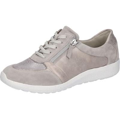 Schnürschuh WALDLÄUFER "M-IRA-Soft", Damen, Gr. 4,5, Textil, grau (hellgrau), Glattleder, Textil, Veloursleder, metallic, Schuhe Schnürschuh, Freizeitschuh, Halbschuh, Schnürschuh, Schuhweite M (=extrem weit)