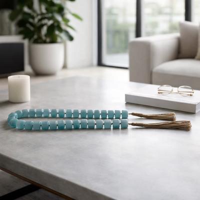 Sagebrook Home Resin Jute Decorative Beads Tassel Accents Featuring Woven Detailing