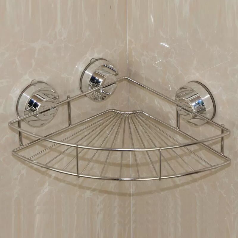 INF Étagère de douche adhésive en acier inoxydable, panier triangulaire sans perçage