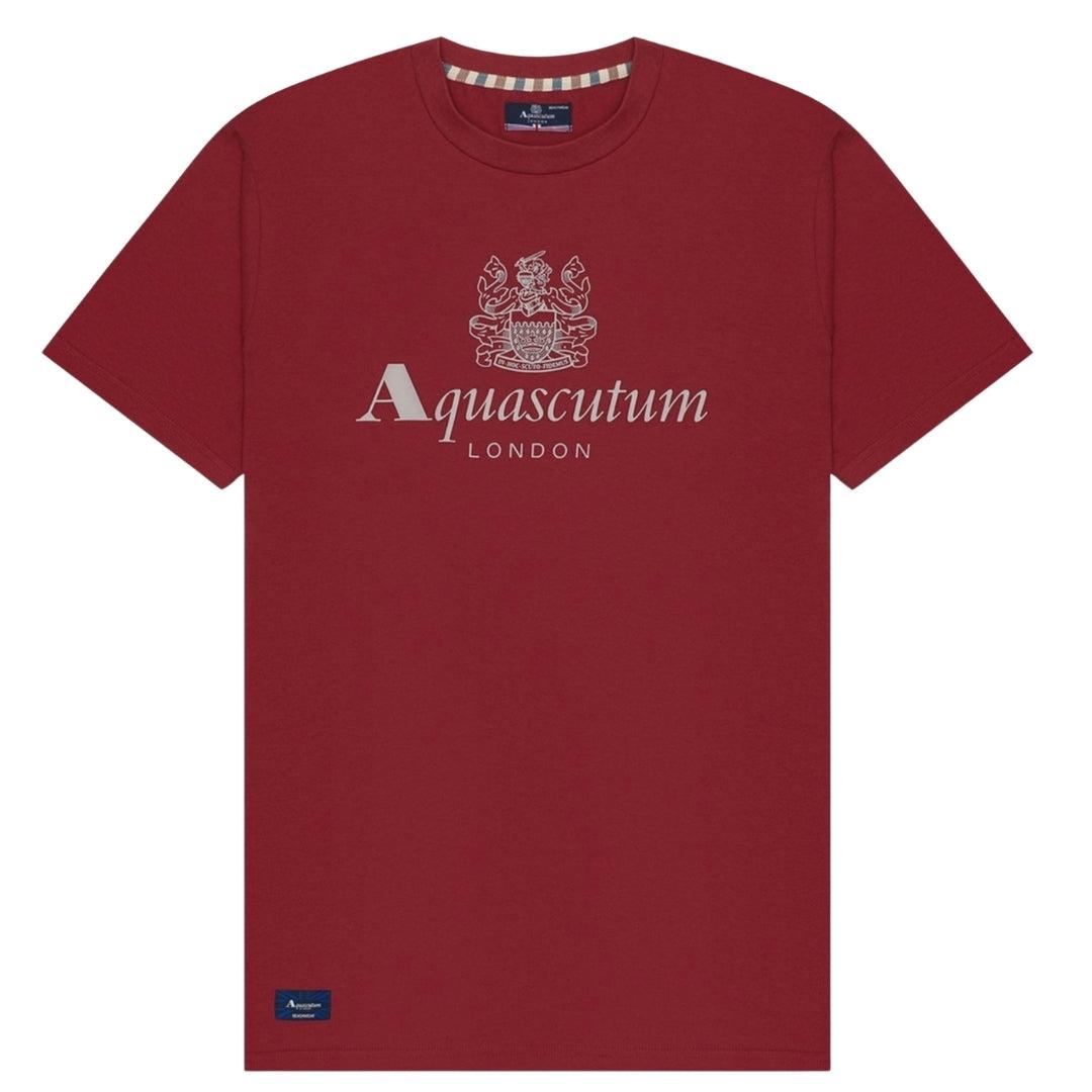 Aquascutum Active Beach Basic Big Logo Bordeaux Burgundy T-shirt