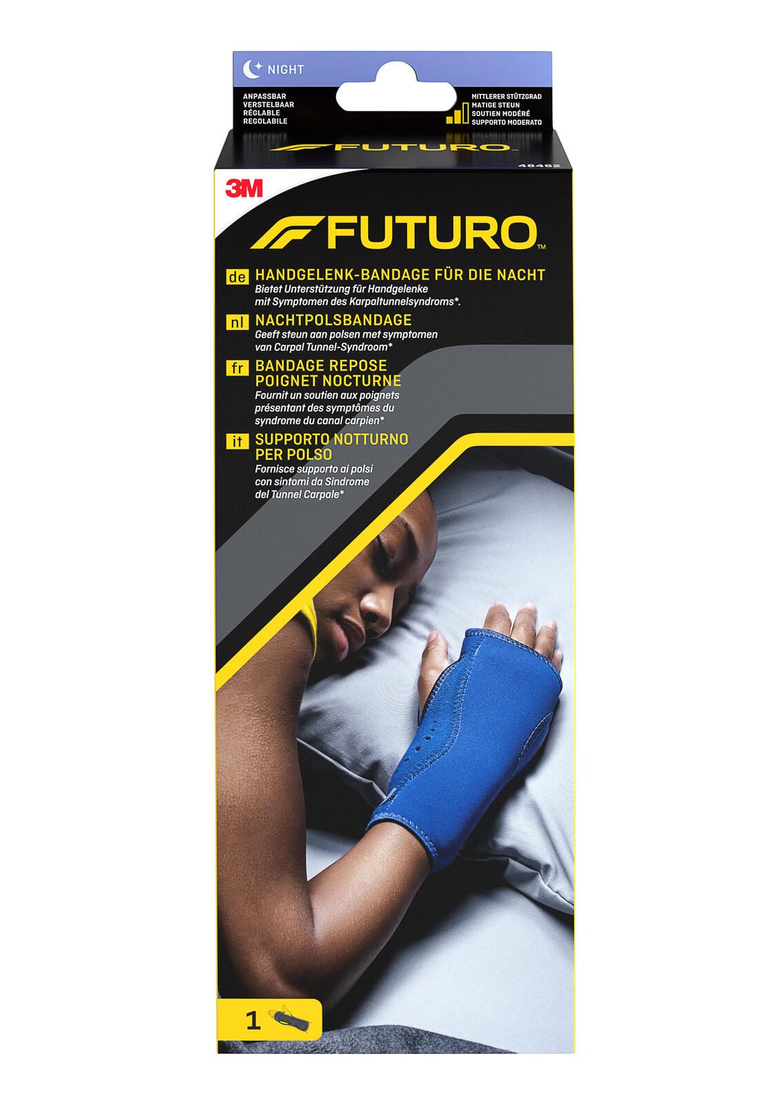 FUTURO® Handgelenkbandage für die Nacht Größe: Länge: 13,3-22,9 cm blau 48462DABI