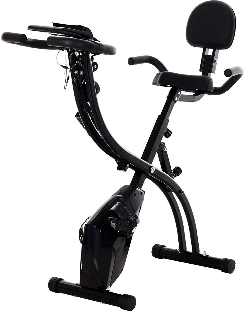 Symple Stuff Jeffords 3-in-1 Folding Exercise Bike 8-Level Magnetic Resistance Black