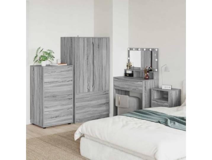 KGHFDVB Stauraumschrank 60 x 48 x 105 cm Holzwerkstoff Sonoma-Grau Kugellager-Schubladen, manuelle Höhenverstellung, robuste Kunststofffüße, pflegeleichte Oberfläche