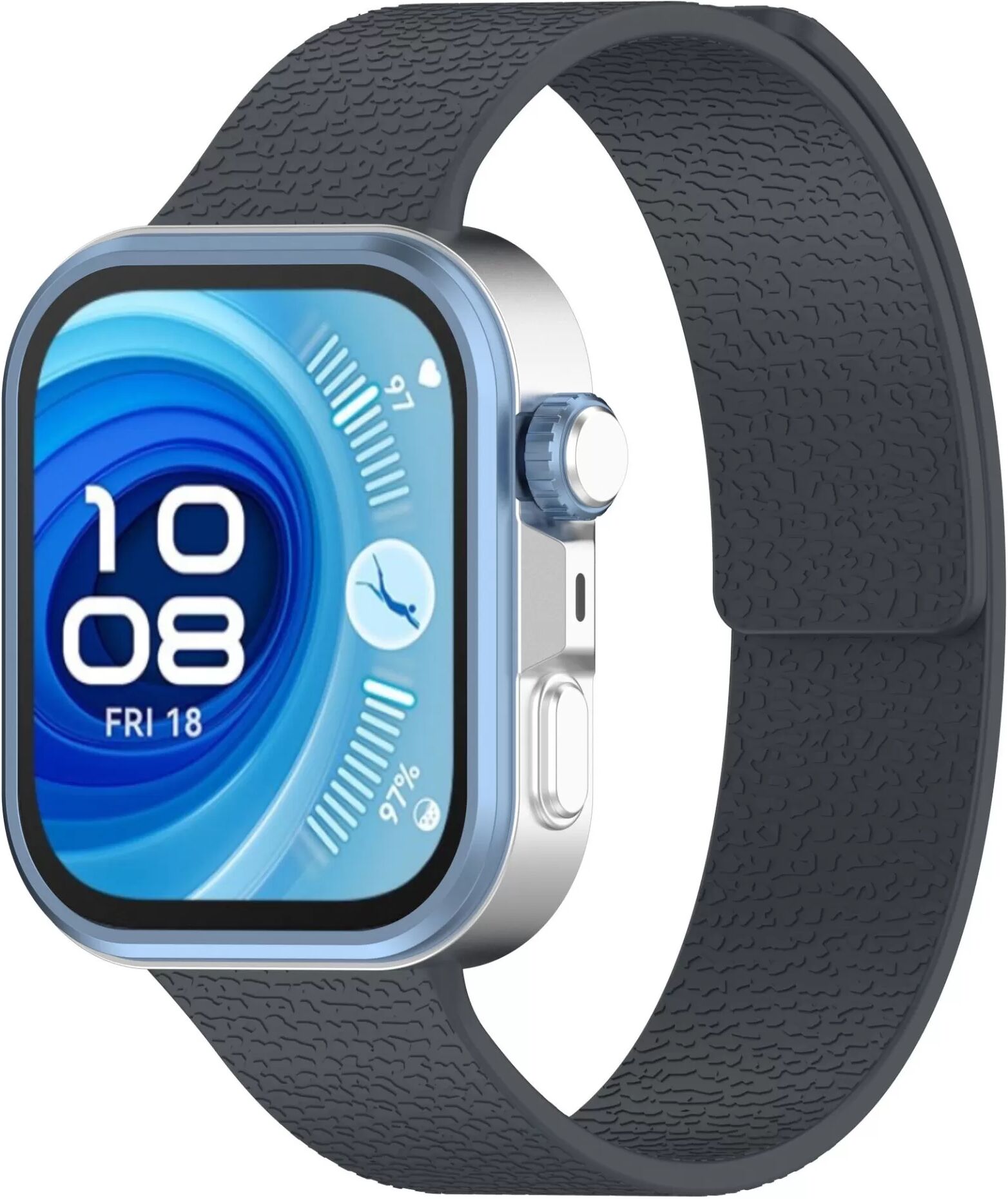 INF Weiches magnetisches Armband mit Lychee-Muster, kompatibel mit Huawei Fit 4, Fit 4 Pro, Fit 3 Grau