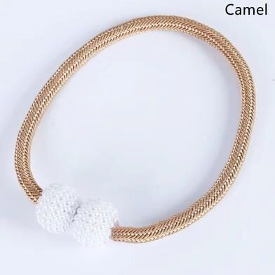 Inspired Finds LuxePearl Magnetic Curtain Tieback Clips Elegant Pearl Curtain Holders (1 2PCS Set) brown 2pcs