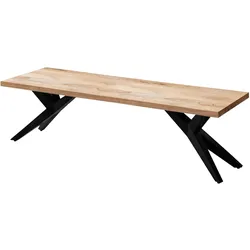 ESSZIMMERBANK Massivholz Metall Loft-Stil, Akazie 120x45x45 cm