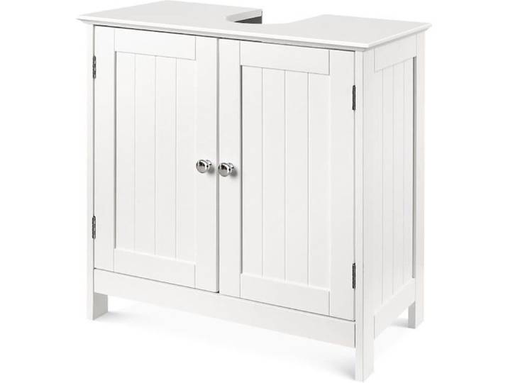 HOMFA Meuble sous Lavabo de Salle de Bain Meuble Dessous de Lavabo Meuble de Rangement sous Vasque en Bois Blanc