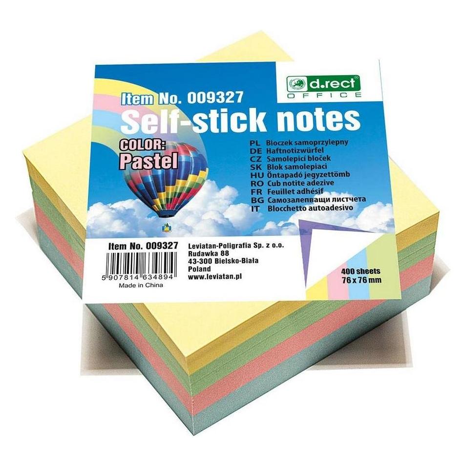 D.Rect Selbstklebender Block 76x76mm Pastell (76 x 76 mm) (40950009)