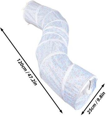Inspired Living Collapsible S Shape Cat Tunnel Toy For Indoor Play blue S Shape