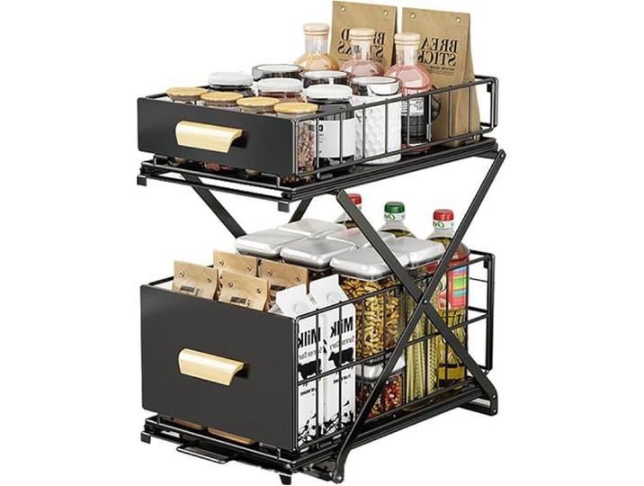 Étagère à épices à étages - 40 x 6 x 39 cm - Organiseur extensible sans montage - Espace de rangement pour épices N MEUBLE A EPICES