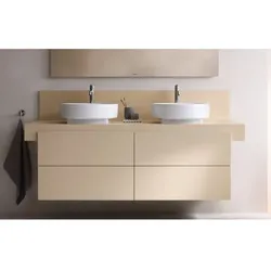 Duravit Balcoon Konsole BA90610IEIE0000 140 x 55 x 37 cm, 2 Ausschnitte, Becken beidseitig, Sandbeige matt