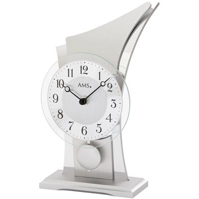 Pendeltischuhr AMS "T1138", silber (silberfarben), Tischuhren, Wohnzimmer, Esszimmer,Made in Germany