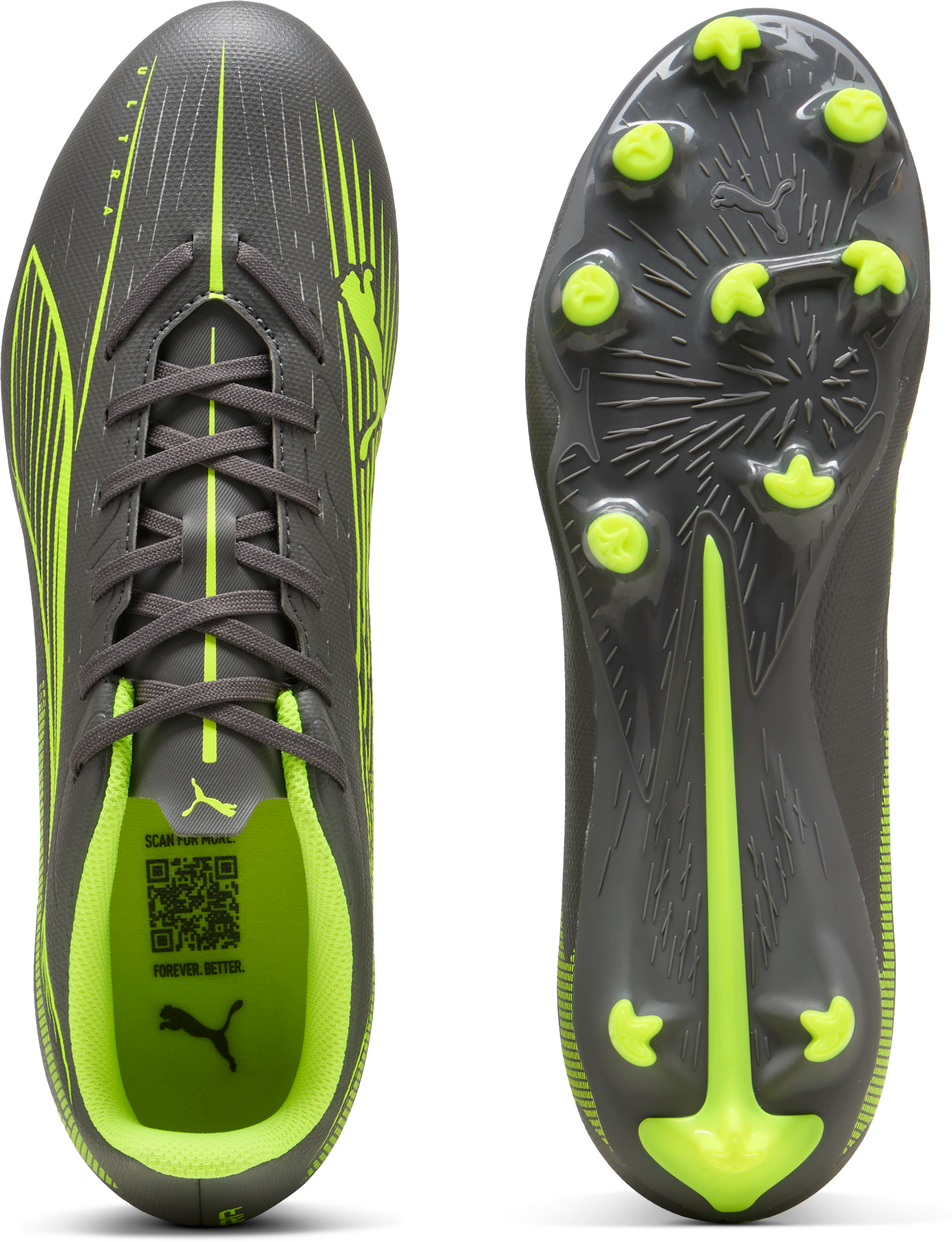 Fussballschuh PUMA "ULTRA 5 PLAY FG/AG", Gr. 44, Textil, gelb (matte aged silber, gelb alert, puma aged silber), Synthetik, Schuhe Fussballschuh, für Rasen- und Kunstrasenplätze matte aged silber, gelb alert, puma aged silber 44, Textil