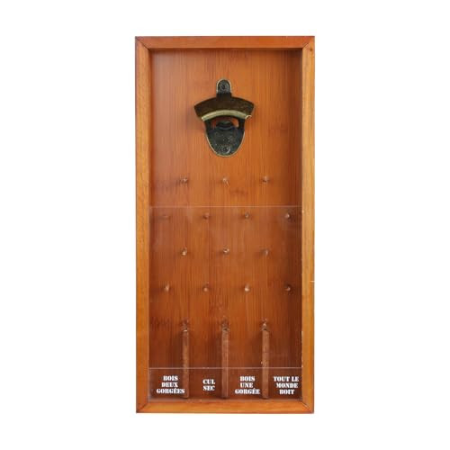 Mister Gadget MG3144 Wandflesopener Spel in Hout en Metaal Bruin en Transparant
