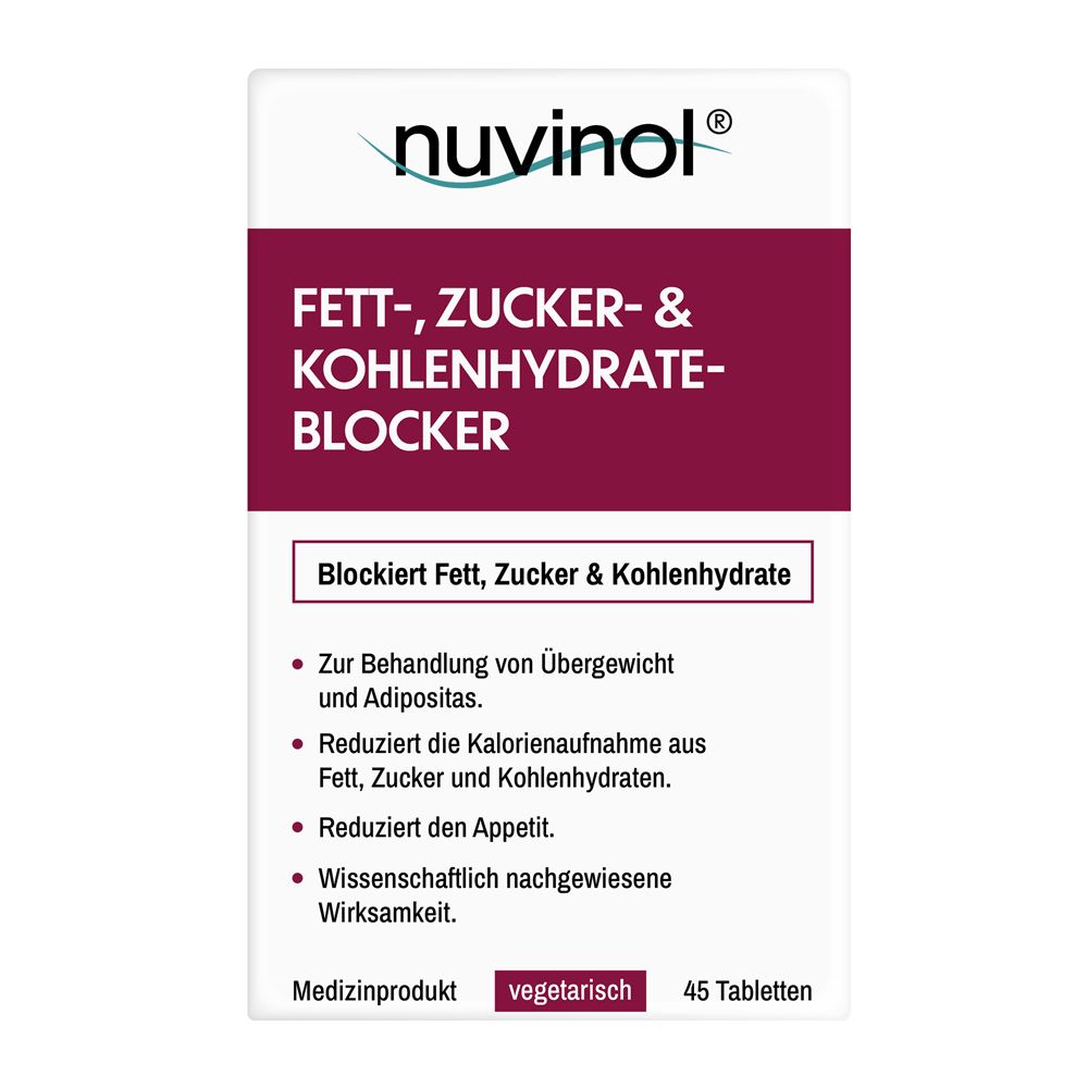 Nuvinol Fett- & Zucker- Kohlenhydrateblock.Tabl. 45 St Tabletten