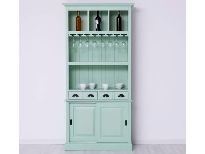 Barregal im Landhausstil mit Weinglasaufbewahrung mint-pastellgrün
