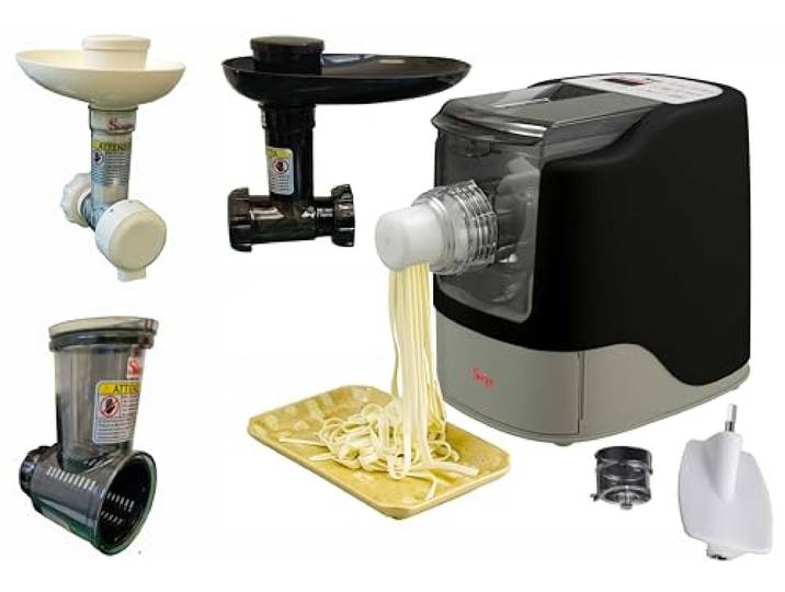 Sirge MULTIGUONA Multifunktions-Küchenmaschine für Nudeln, Pizza, Brot, Fleischwolf, Gemüseschneider, Sorbetteria 6 in 1
